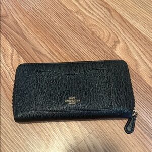 Coach Black Leather Wallet with Gold Accents